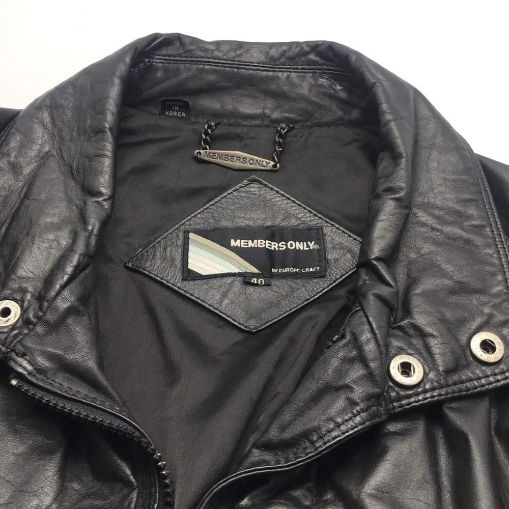 Vtg Members Only Black Leather Jacket 80s